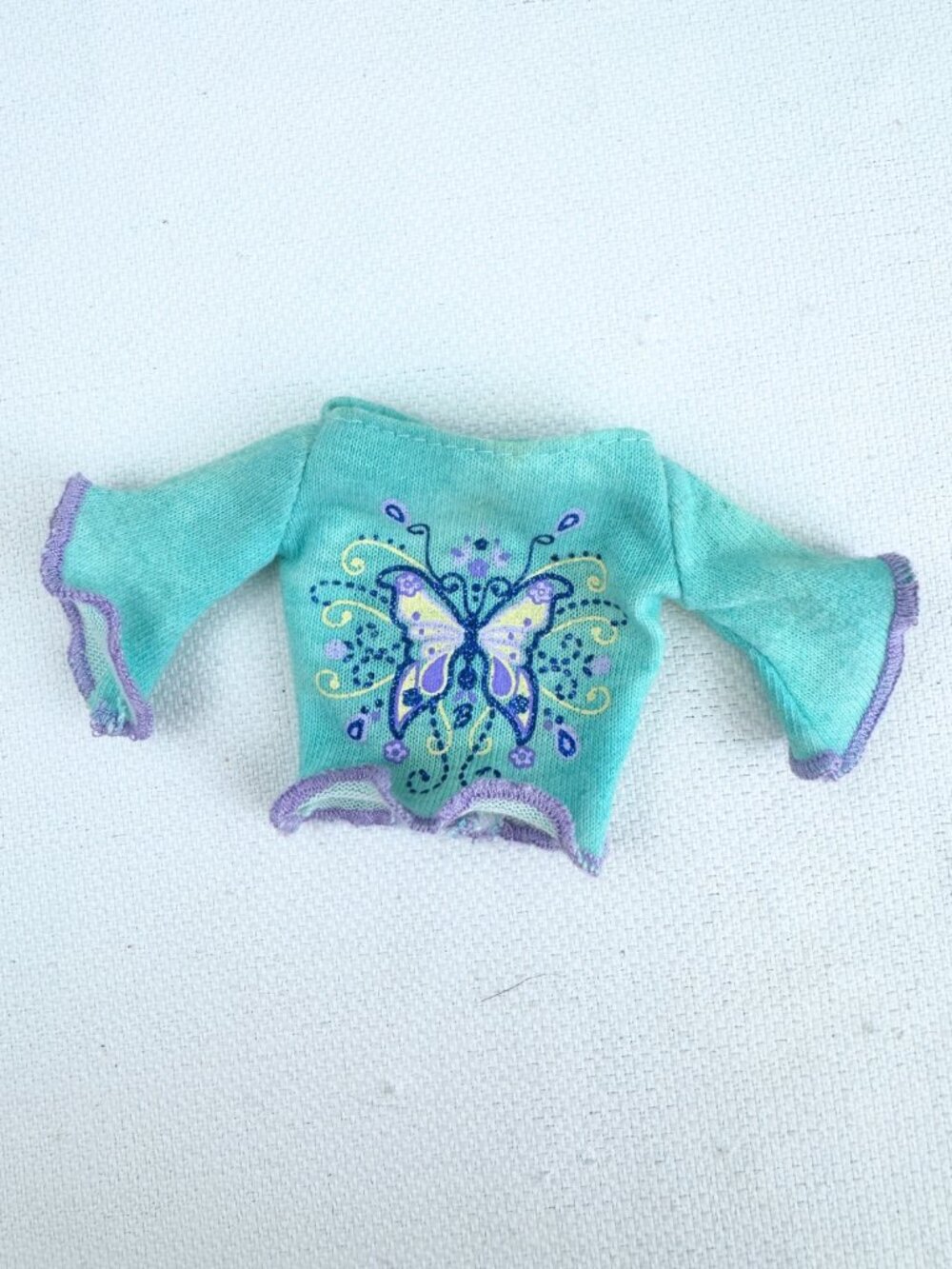 🍓5/$15 2003-2004 Barbie Weekend Turquoise Butterfly Shirt Sparkly
